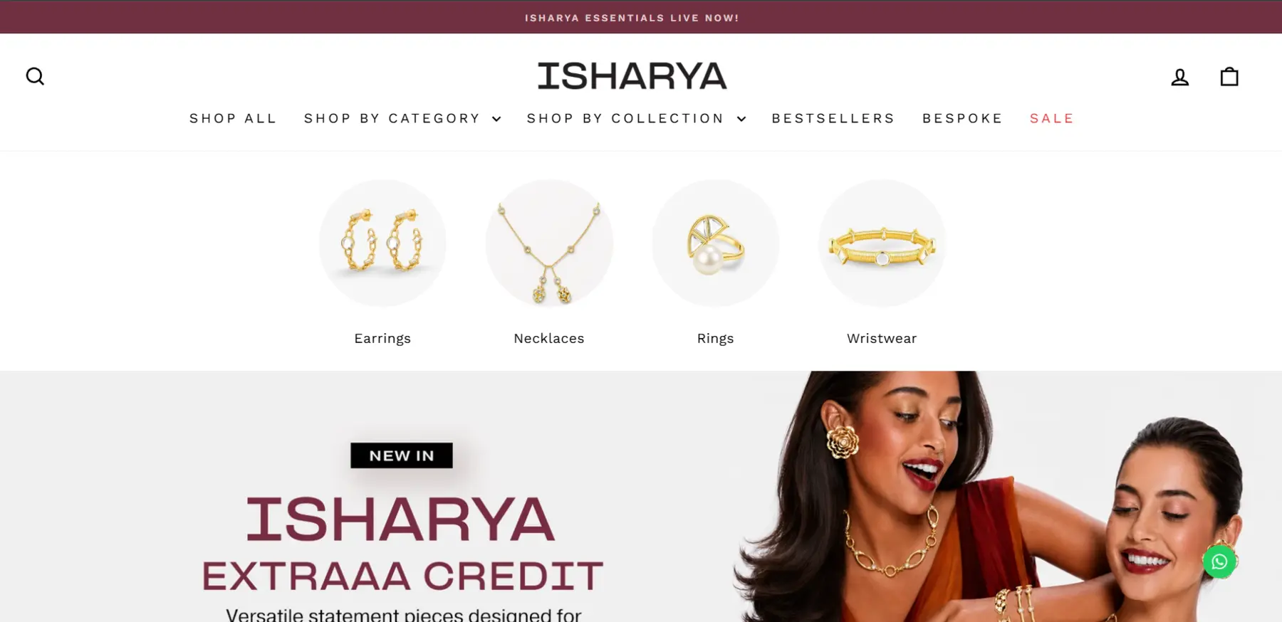 Isharya website displayed in a mobile preview